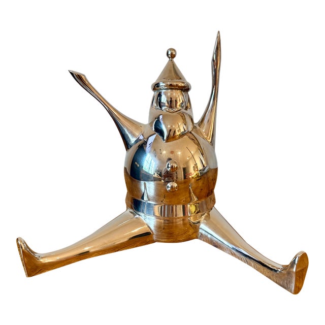 Pottery Barn Silver Plated Santa for Display or Stocking Holder For Sale