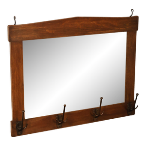 Gustav Stickley Antique Mission Oak Wall Mirror With Coat Hooks #66