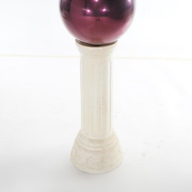 Late 20th Century Glass Garden Gazing Globe on Pottery Pedestal 20thC For Sale - Image 5 of 9