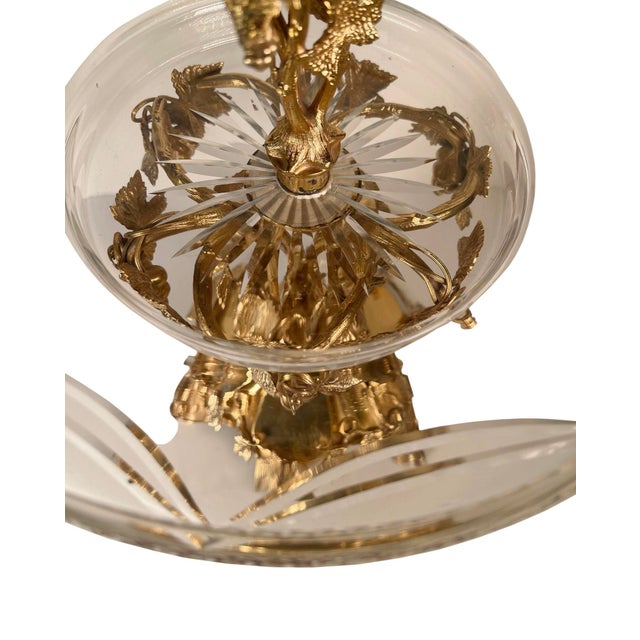 19th Century Gilded French Crystal Epergne For Sale - Image 4 of 7