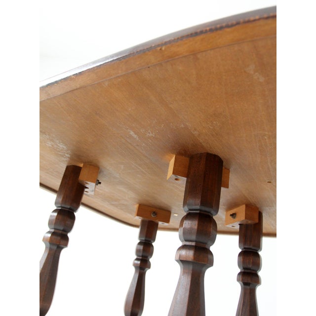 Vintage 1970s Colonial Revival Game Table Set With Four Cane Back Chairs For Sale - Image 16 of 18