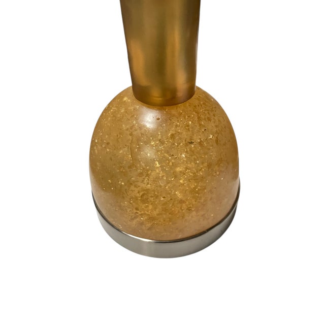 Goldenrod Vintage Crushed Ice Resin Lamps by Marie-Claude De Fouquières, 1970s, Set of 2 For Sale - Image 8 of 10