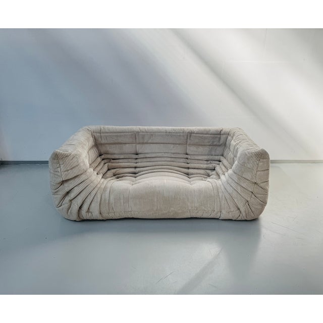 Beige French Togo Sofa in Beige Corduroy by Michel Ducaroy for Ligne Roset, 1970s For Sale - Image 8 of 11