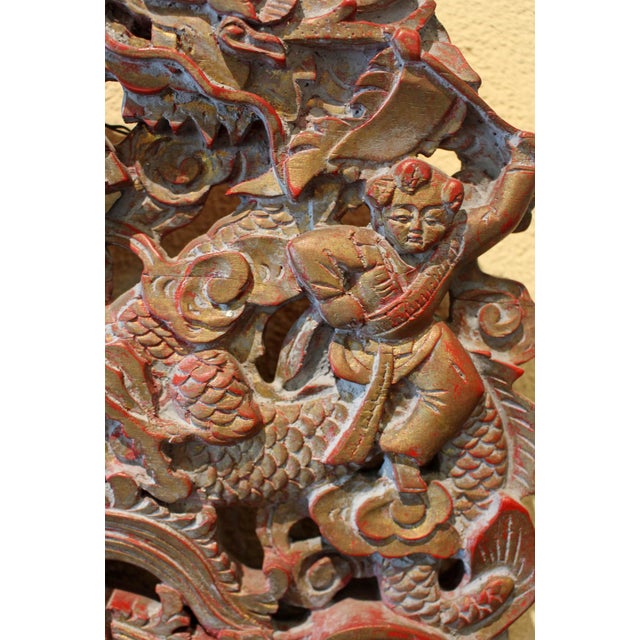 Mid-20th Century Carved Chinese Panel For Sale - Image 4 of 5