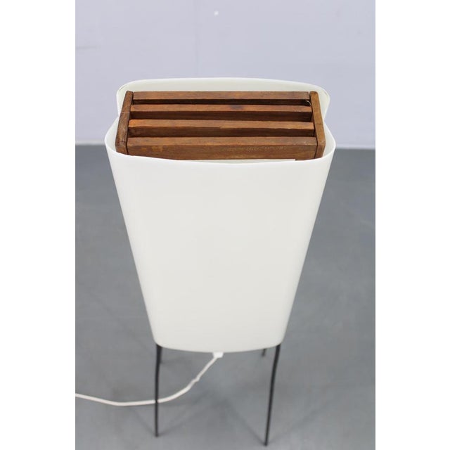 Mid-Century Modern Floor Lamp on Iron Legs with Plastic Shade and Wood Accent, 1960s For Sale - Image 3 of 15