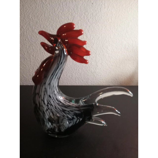 1980s Multicolor Art Glass Rooster Figurine For Sale - Image 4 of 4