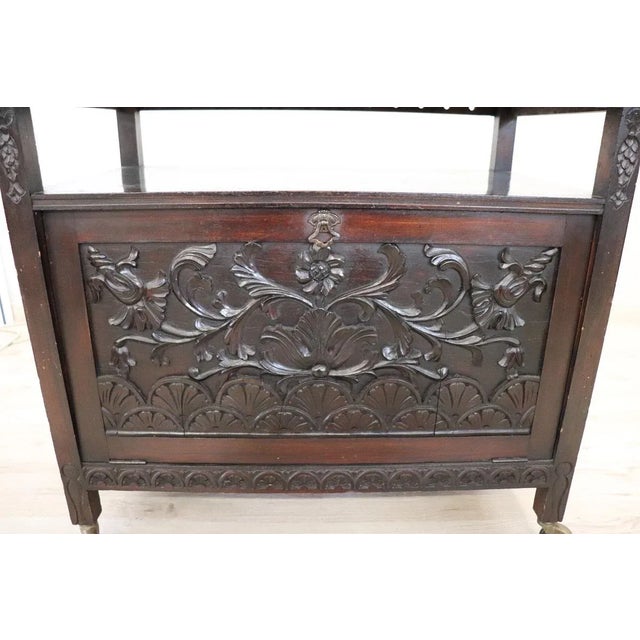 Bar Cart on Wheels in Beech Wood, Early 20th Century For Sale - Image 10 of 12