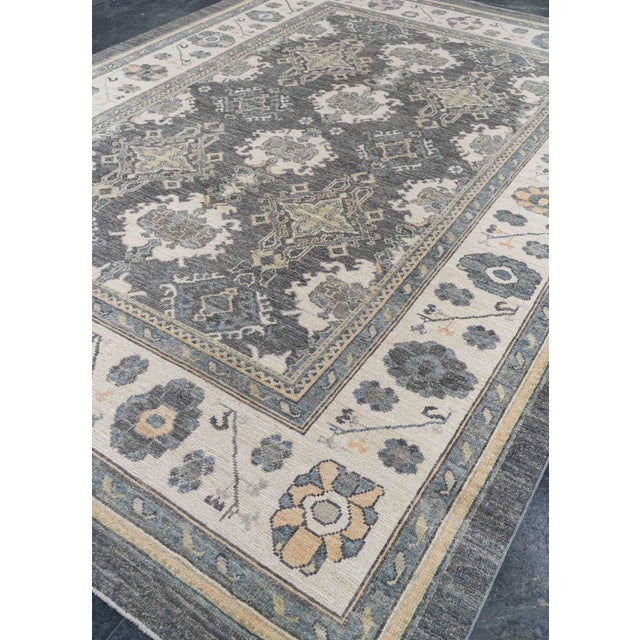 Dark Gray Turkish Oushak Rug 9'1" x 12'8" #20268 For Sale - Image 8 of 8