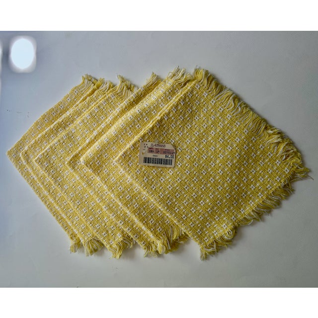 Never used Set of Six Mountain Weavers attributed Homespun Woven, Fringed Cotton Napkins. Featuring thick, hand loomed and...