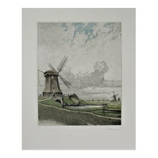 Josef Eidenberger, Schermerthorn Windmuhle, Holland, Circa 1950 For Sale