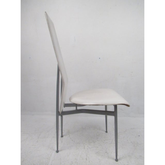 Metal 1970s Italian Modern Leather High Back Dining Chairs - 8 Pieces For Sale - Image 7 of 12