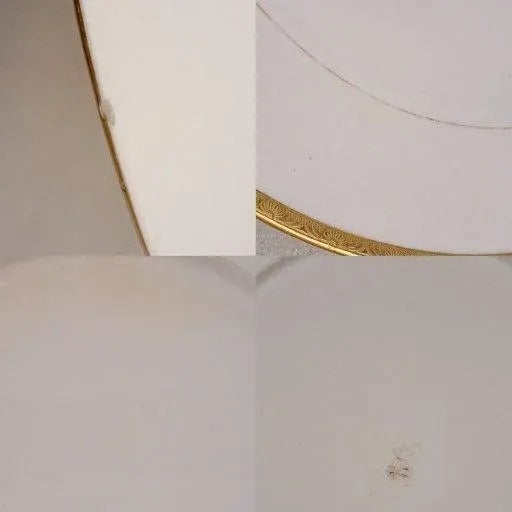 Circa 1910 Mintons H969 for Burley & Co. Gold Encrusted Sunburst Scroll Dinner Plates- Set of 4 For Sale - Image 10 of 12