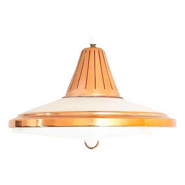 1960s Mid Century Danish Modern Pendant Ceiling Lamp Light Copper Hanging Denmark MCM For Sale