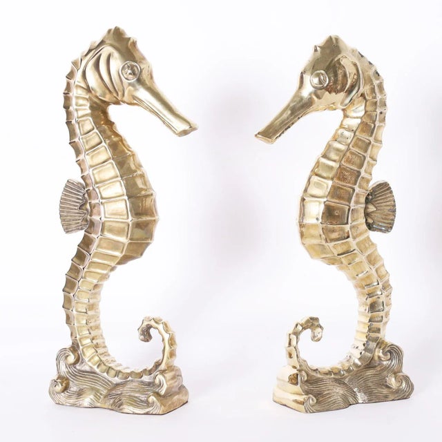 Midcentury Brass Seahorse Sculpture For Sale - Image 4 of 7