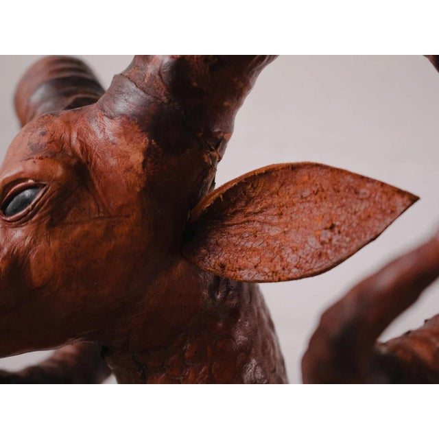 Ram Leather Sculpture Handsome large hand carved Leather carousel style ram / big horn sheep leather In overall wonderful...