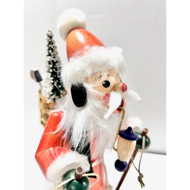 Christian Ulbricht German Santa Nutcracker on Skis - Erzgebirge Hand Carved Wooden Smoker - Vintage Alpine Holiday Decor For Sale - Image 10 of 13