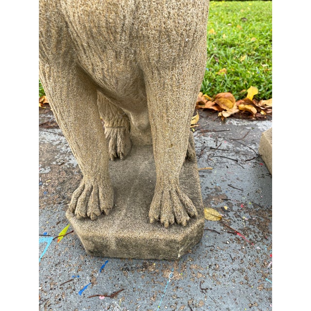 Late 20th Century Pair of English Style Cast Stone Guardian Dog Statues For Sale - Image 10 of 11