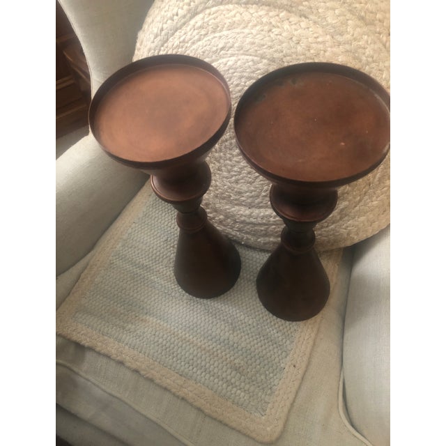 1970s Vintage Copper Candlesticks, Pair For Sale - Image 5 of 11