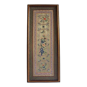 Circa 1900 Chinese Silk Panel in Frame