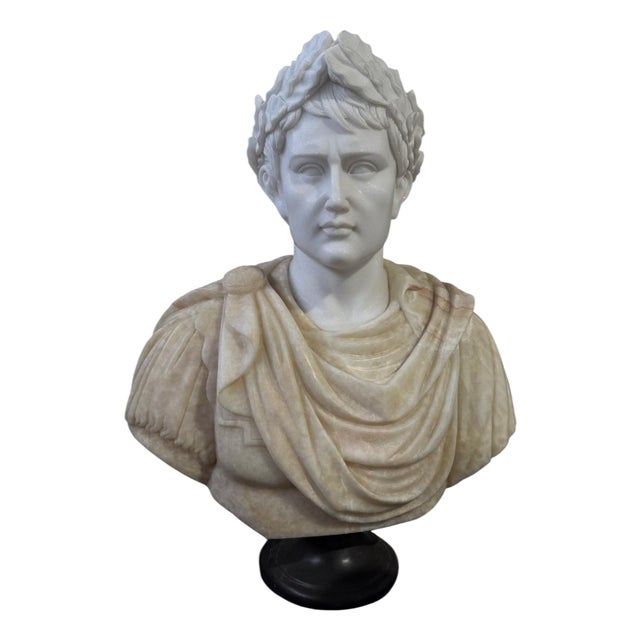 Bicolor White and Beige Bust, 20th Century, Marble For Sale