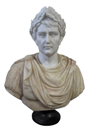Bicolor White and Beige Bust, 20th Century, Marble