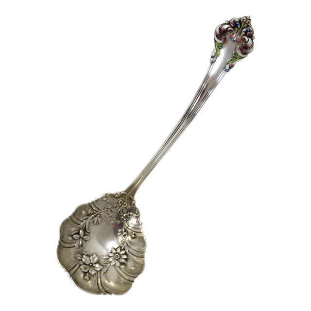 Antique Sterling Silver Enamel Gravy Ladle Chairish