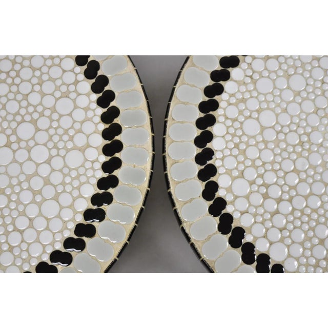 Mid-Century Modern Vintage Mid Century Modern Mosaic Tile Top Round Low Side Tables - a Pair For Sale - Image 3 of 12