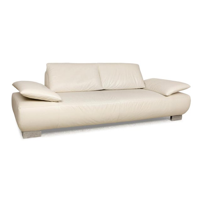 Modern Leather Sofa Set in White Cream from Koinor Volare, Set of 2 For Sale - Image 3 of 14