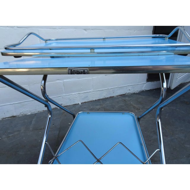 Blue Trolley Bar Cart with Removeable Serving Tray from Torck, Belgium, 1960s For Sale - Image 8 of 12