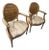 1960’s Pair Louis XVI Style Fauteuils - Open Arm Chairs by Simon Loscertales - Bona, Spain - W/ Fabric Seat For Sale