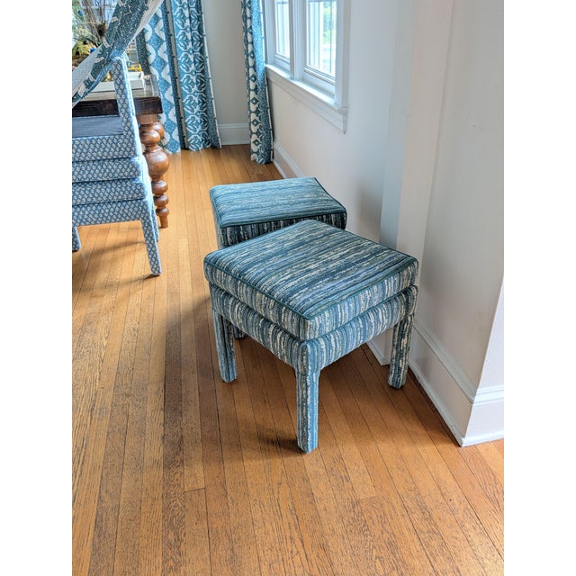 Perennials Wild Child Parsons Ottomans in Tree Hugger Performance- Pair For Sale - Image 9 of 10