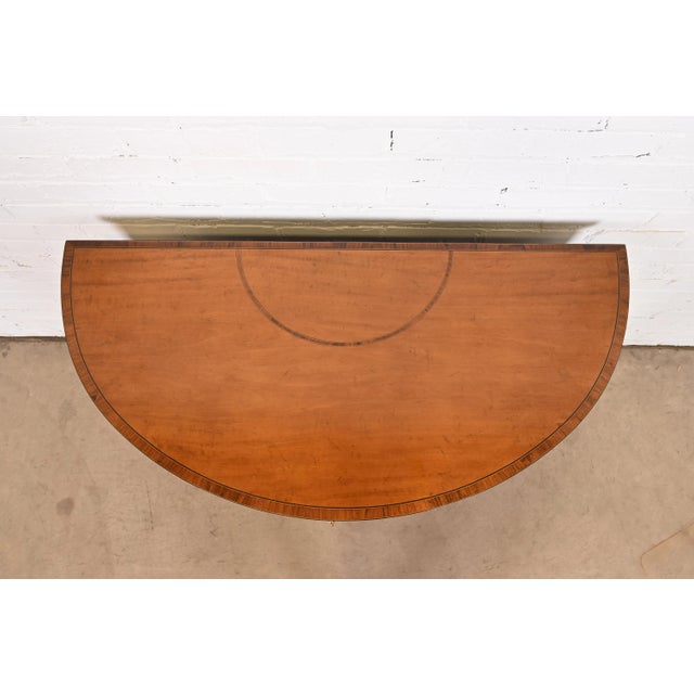 Wood Baker Furniture Colonial Williamsburg Federal Inlaid Fruitwood Demilune Cabinet For Sale - Image 7 of 12