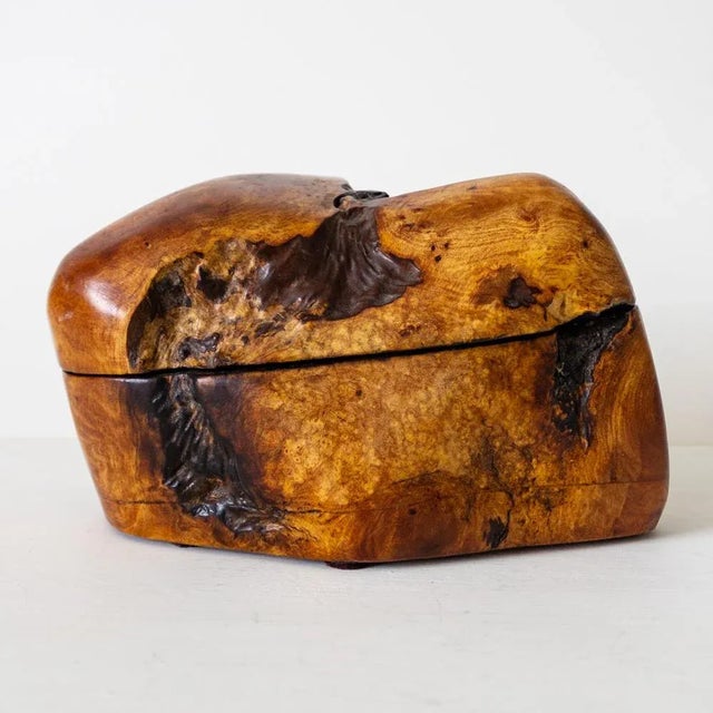Late 20th Century Postmodern Brutalist Burlwood Trinket or Jewelry Box For Sale - Image 5 of 12