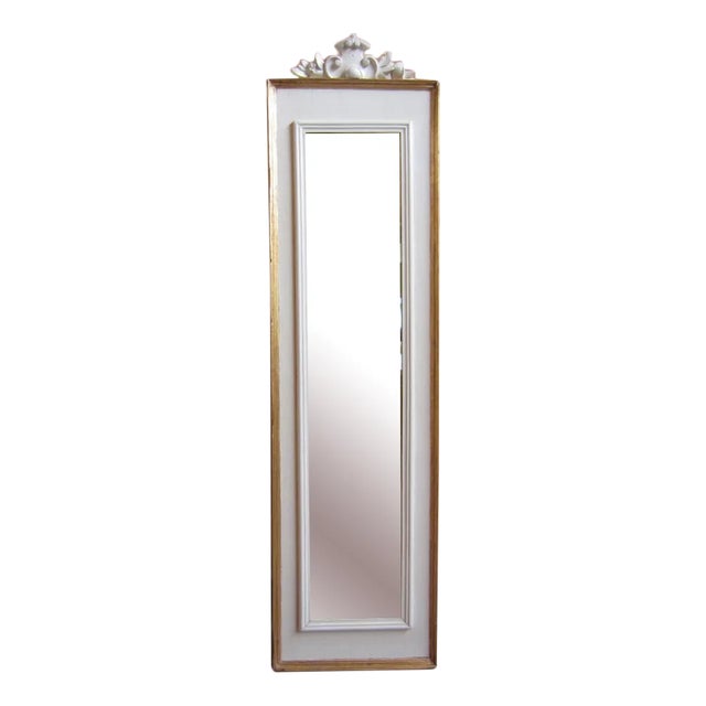 Vintage Long Wooden Frame Mirror For Sale