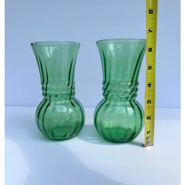 Vintage Indiana Glass Company Bright Green Pair of Vases. Attractive matching vase pair for end tables, place towards...