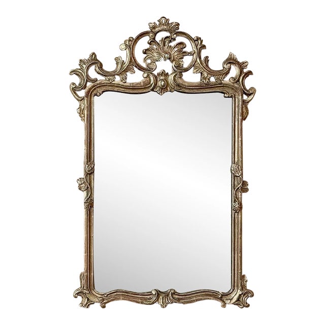 Antique Italian Carved Giltwood Rococo Style Mirror For Sale