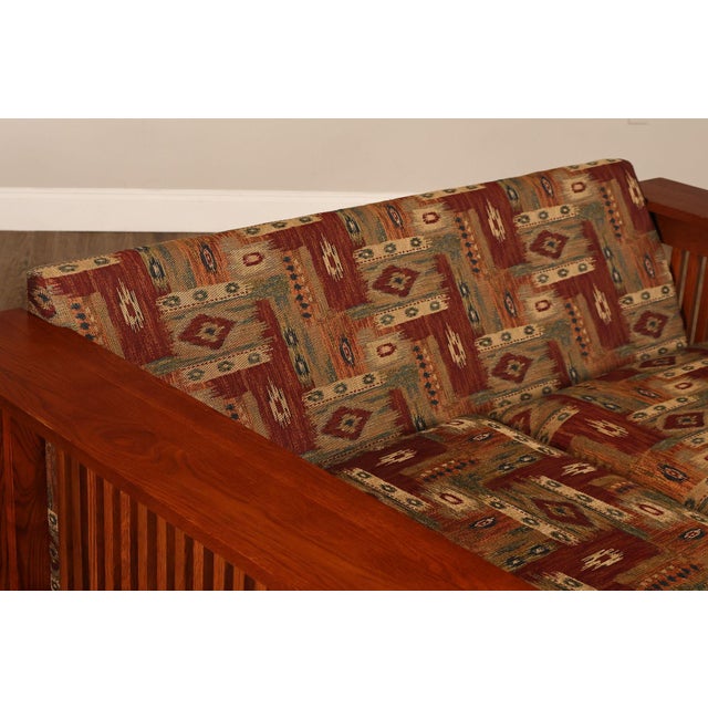 Bassett Furniture Bassett Furniture Mission Style Oak Spindle Settee For Sale - Image 4 of 18
