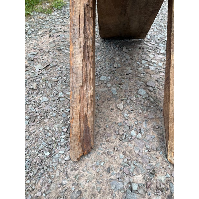 Vintage Primitive Live Edge Slab Stargazer Viking Chair (47x12) For Sale - Image 14 of 18