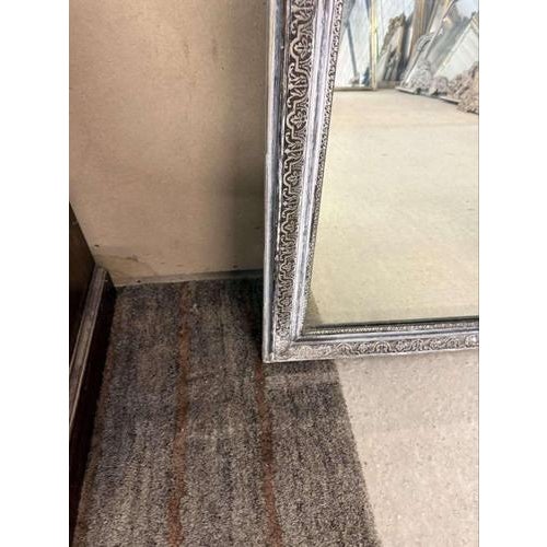 19th Century Large 19th Century Antique French Carved Wood and Gesso Silvered Mirror For Sale - Image 5 of 8
