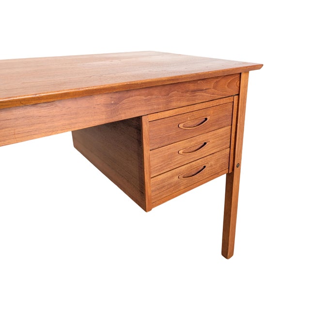 Brown Vintage Danish Teak Desk, 1960s For Sale - Image 8 of 11