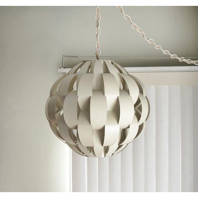 Vintage Modern Max Sauze Style Metal Ribbon Sphere Chandelier