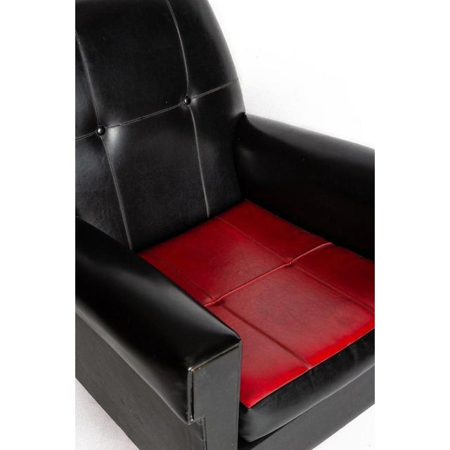 Vintage Armchair in Black Leather with Brass Legs, Italy, 1970s For Sale - Image 4 of 6