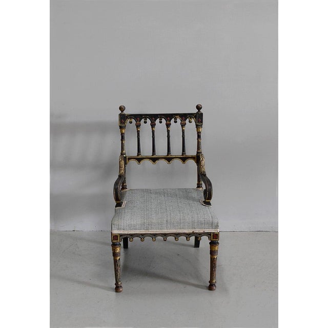 Small Napoleon III Blackened Wood Armchair, Mid-19th Century For Sale - Image 15 of 15