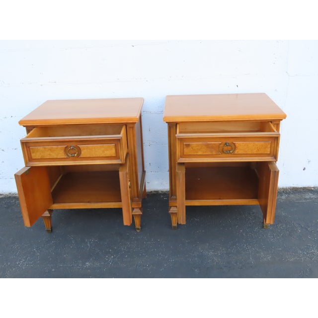 Burlwood Nightstands Bedside Side End Tables a Pair 6907 For Sale - Image 13 of 16
