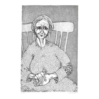 1990s Rosemary Ladd Lady in Rocking Chair Etching For Sale