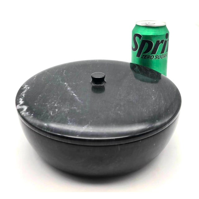 Mid 20th Century Black Marble Bowl With Lid For Sale In Miami - Image 6 of 13