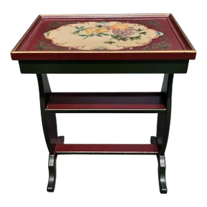 Vintage Crackle Painted Two-Tier Strecher Side Table