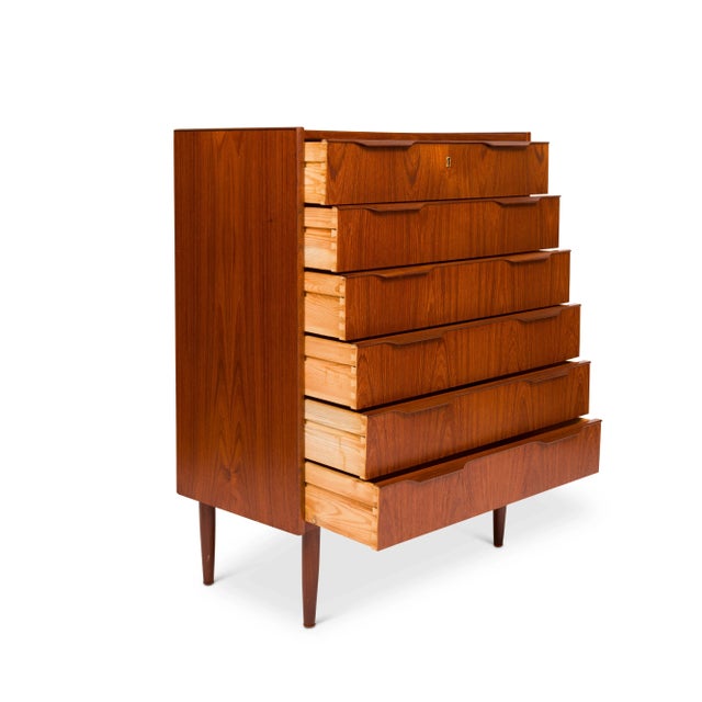 Vintage 1960s Mid-Century Teak Tallboy Dresser For Sale - Image 4 of 9