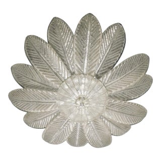 1960s Clear Graniglia Murano Leaves Flush Mount For Sale