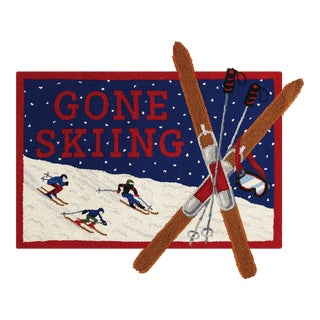Gone Skiing Hook Rug 2.5' x 3" For Sale